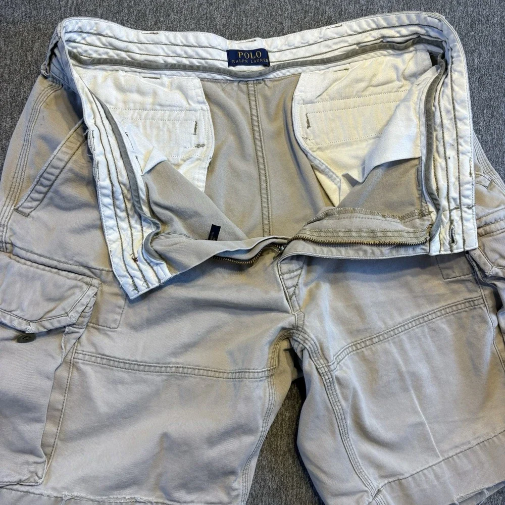 Polo Ralph Lauren Cargo Shorts Men's 36 Baggy Y2K Military Distressed Baggy